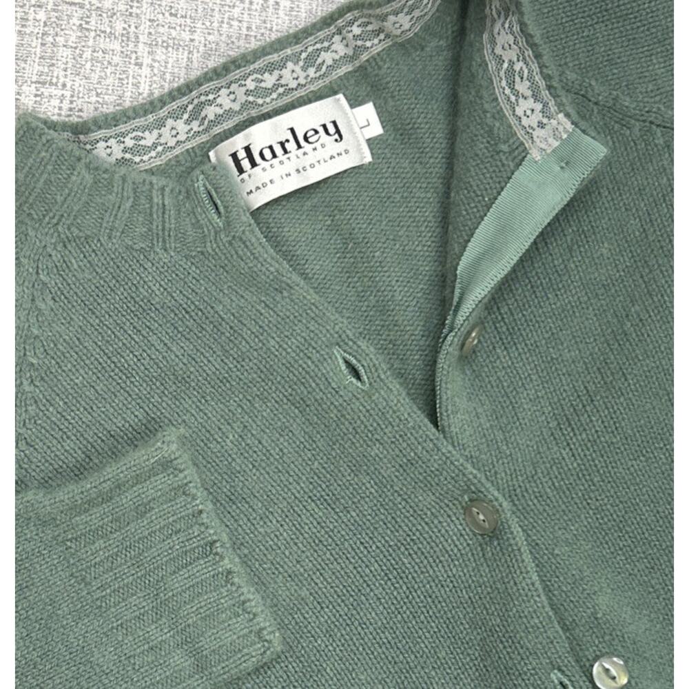 Harley Scotland Cardigan Sweater L Seafoam Green Button Wool Angora Cottagecore